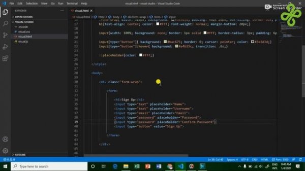 tutorial 04 ||how to create sign up form by html and css in visual studio code ||visual studio code