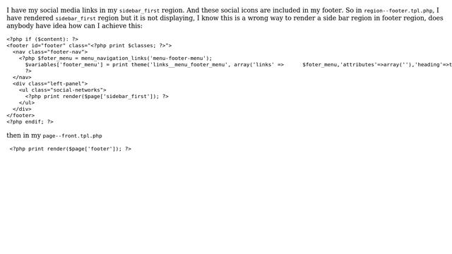 Drupal: Rendering a region in region--footer.tpl.php (2 Solutions!!) смотреть онлайн
