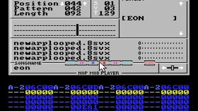 NOP Mod Player v2.02 build 2029 for MSX playing EON by H0ffman смотреть онлайн