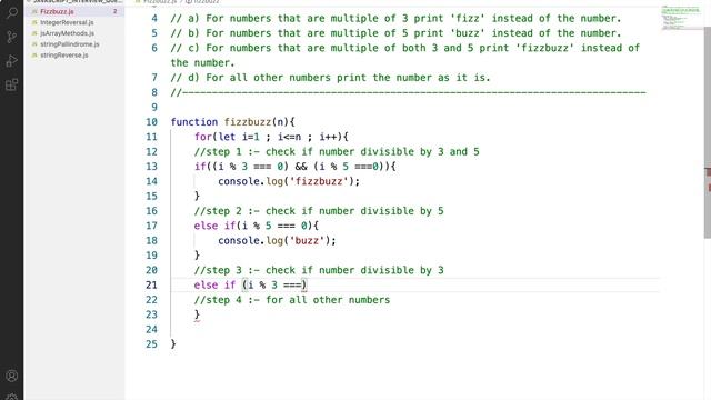 Q4| FizzBuzz Problem Simplified | JavaScript Coding Interview Questions | Competitive Programming смотреть онлайн