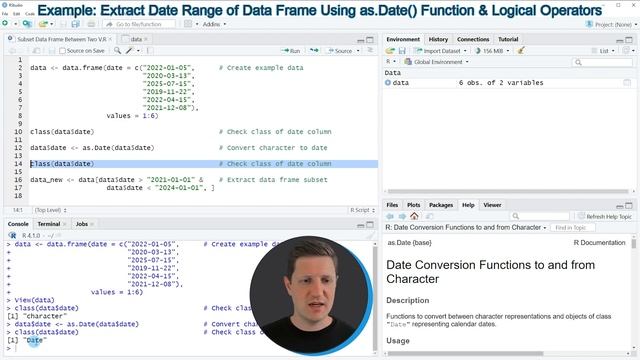 Subset Data Frame Between Two Dates in R (Example) | Select Rows in Date Range | class() & as.Date( смотреть онлайн