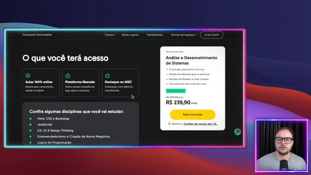 Análise e Desenvolvimento de Sistemas - DESCOMPLICA EAD - ANÁLISE COMPLETA смотреть онлайн