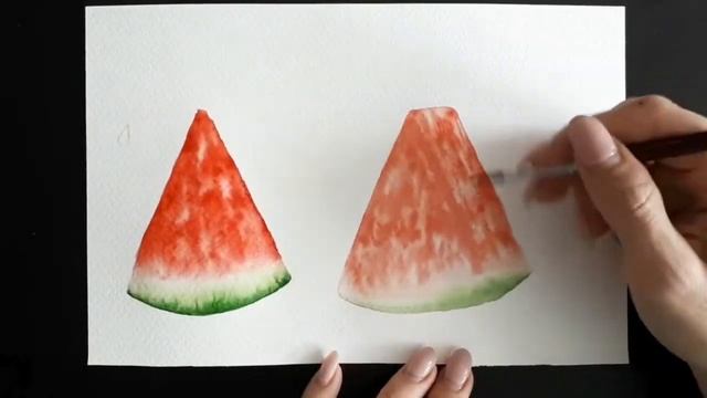 Как нарисовать арбуз акварелью Watercolor watermelon смотреть онлайн