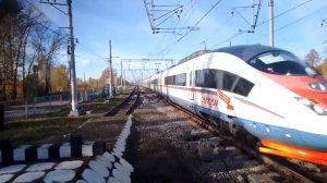 «Сапсан 200 км/ч». ЭВС1-05 с приветливой бригадой по станции Славянка.