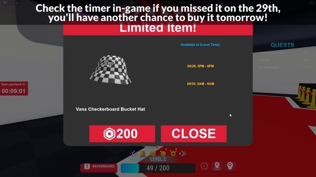 [EVENT/1 HOUR ONLY] How to BUY THE VANS CHECKERBOARD BUCKET HAT in VANS WORLD | Roblox смотреть онлайн