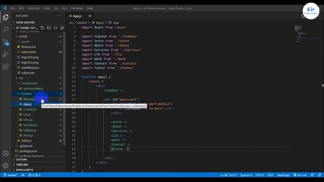 React JS Tutorial #PART_8 - Convert HTML Template to React JS Section FOOTER смотреть онлайн
