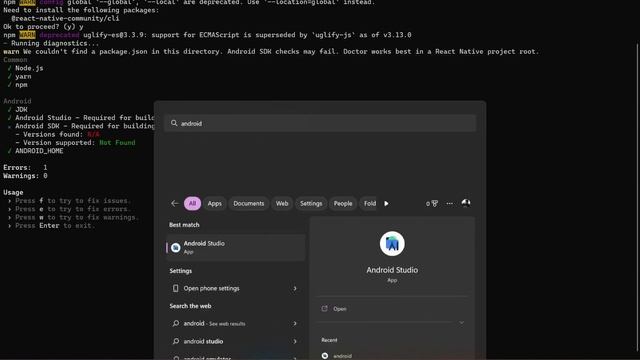 React Native Doctor - fix Android SDK version not found N/A смотреть онлайн