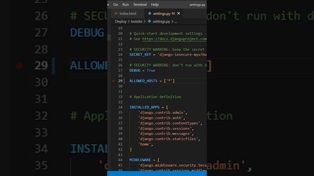 Setting allowed host in Python django settings смотреть онлайн