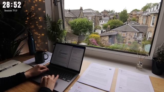 12 HOUR STUDY WITH ME on A RAINY DAY | Background noise, 10 min Break, No music, Study with Merve смотреть онлайн