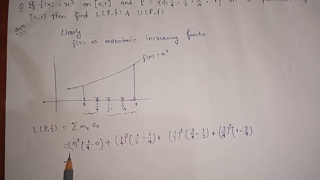 If F(x) = X^3 On [0,1] And P = {0,1/4,1/2,3/4,1}  Is Apartition Of [0,1]  Then Find L(P,f)  & U(P,f