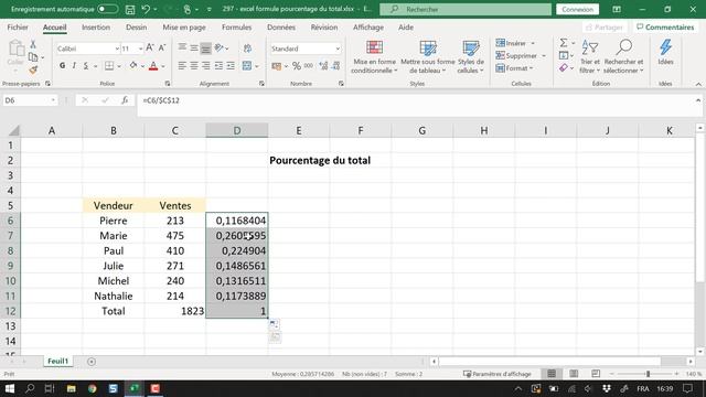 Excel: Formule pourcentage du total - Calculer chaque ligne en pourcentage - Docteur Excel смотреть онлайн