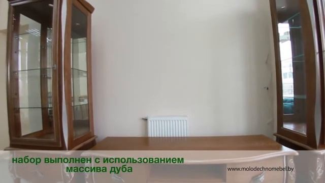 Набор белорусской мебели для гостиной и столовой из массива дуба "Трио" смотреть онлайн