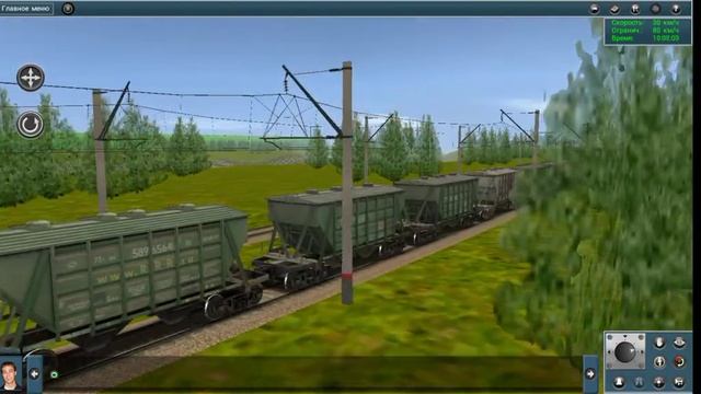 4ЭС5К-001 и толкач ВЛ60К-1222 с грузовым поездом в Trainz Android 2 смотреть онлайн