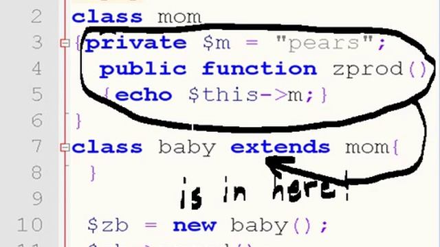 PHP OOPs Private Vars and extended classes смотреть онлайн
