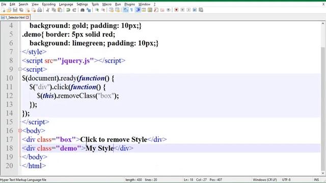 Remove /Toggle Classes() Method in jQuery Video Tutorials смотреть онлайн