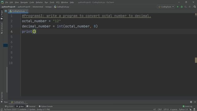 Octal Number to Decimal | Program 63 | Solutions For Python 100 Exercises | CodingFacts смотреть онлайн
