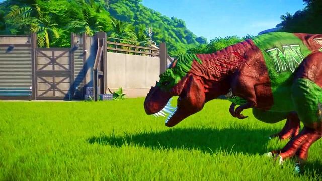 Red Ninja Turtles Trex Vs Flash Giganotosaurus - Jurassic World Evolution Dinosaurs Fight смотреть онлайн