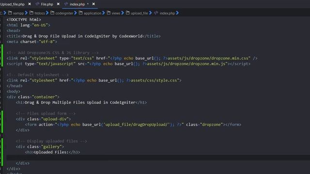 Drag and Drop File Upload in Codeigniter смотреть онлайн