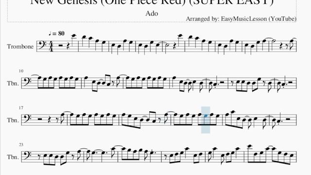 SUPER EASY Trombone Sheet Music: How to play New Genesis (One Piece Red) by Ado смотреть онлайн