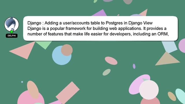 Django : Adding a user/accounts table to Postgres in Django View смотреть онлайн