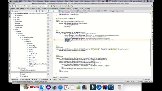 How to read csv/flat file & insert into database in spring batch using inbuilt ItemWriter? смотреть онлайн