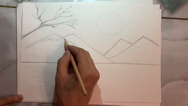 Как нарисовать красивый ПЕЙЗАЖ |Простой Способ Нарисовать Пейзаж Карандашом Легкий способ нарисоват смотреть онлайн