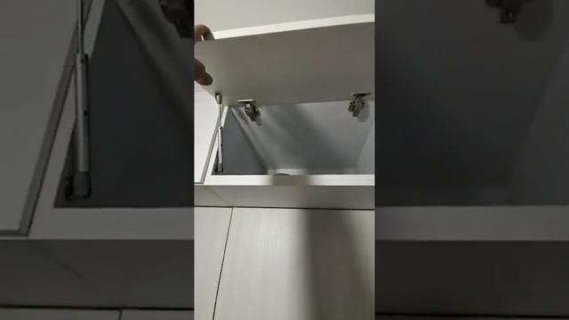 Прямая кухня без ручек с пластиковыми фасадами / фасад "Белый снег" и "LAR Белая сосна" смотреть онлайн