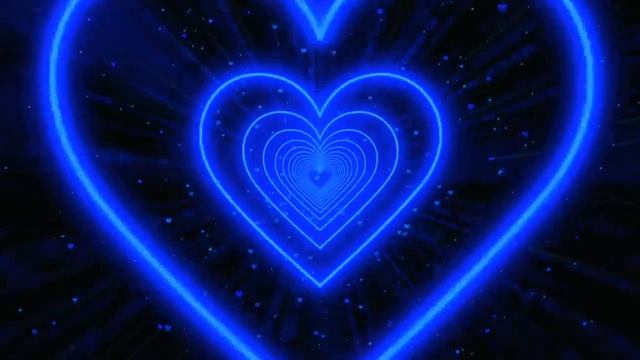 Beautiful?Blue Heart Background ✨Neon Lights Love Heart Tunnel Loop [4 Hours] смотреть онлайн
