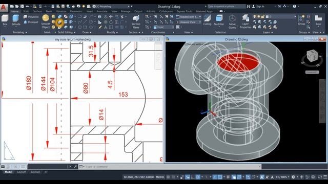 NON-RETURN VALVE in AutoCAD Tutorial смотреть онлайн