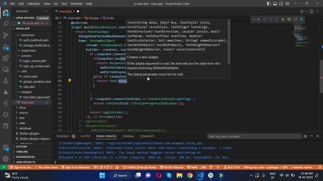 6. Persisting Authentication Using Firebase Auth Integration Flutter Tamil Tutorial Instgaram App