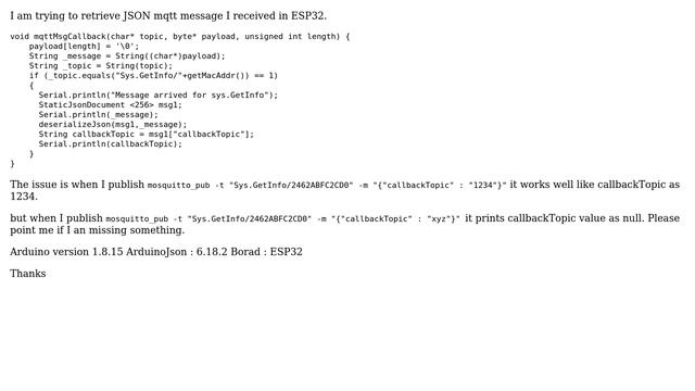 Arduino: ArduinoJson library parsing error смотреть онлайн