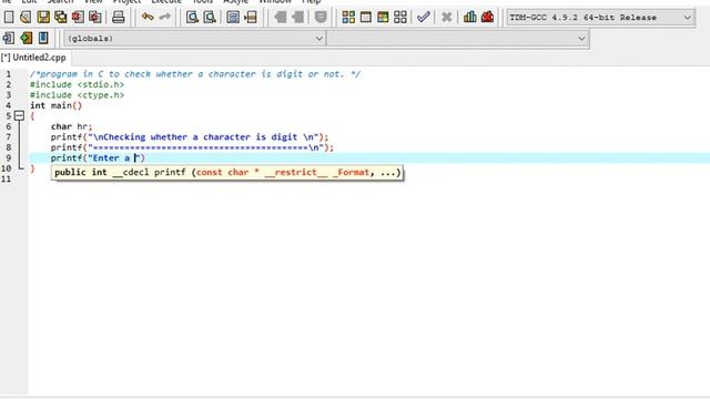 program in C to check whether a character is digit or not смотреть онлайн