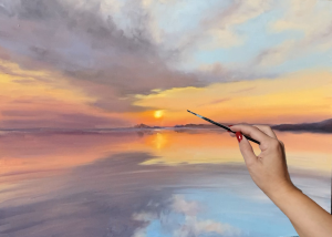 Как рисовать облака, небо,водную гладь. Пошаговое видео для начинающих. Художник Живопись онлайн.