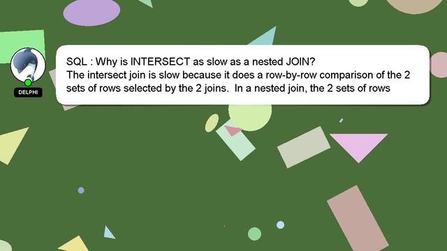 SQL : Why is INTERSECT as slow as a nested JOIN? смотреть онлайн
