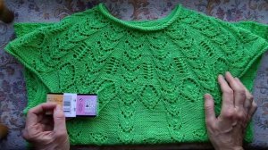 💥Летняя кофточка из хлопковой пряжи/💥круглая кокетка спицами,без швов💥/вязание сверху вниз.