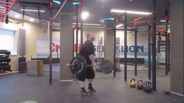 Мах штанги 51 кг с виса одной рукой. 51 kg barbell one-hand muscle swing from hang. смотреть онлайн