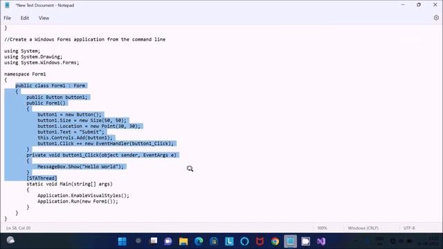 Create Windows Form Application in C# from Command Line смотреть онлайн