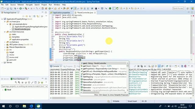 Getting strings from application.properties file смотреть онлайн