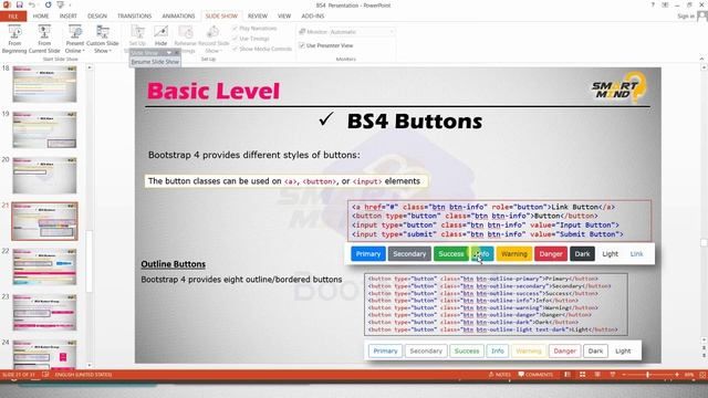 Bootstrap button related classes for make a beautiful buttons for beginners in hindi by smart mind смотреть онлайн