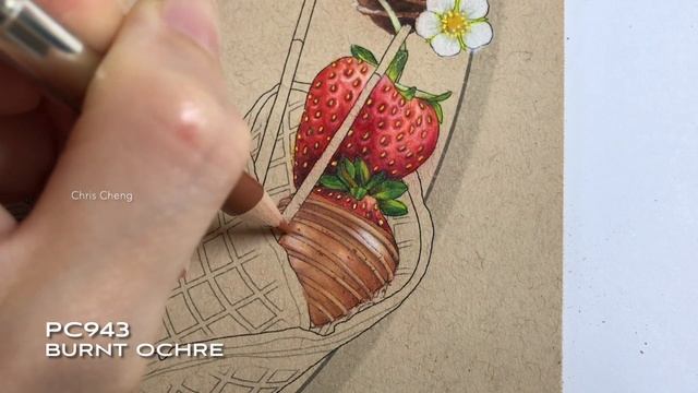 STRAWBERRY WAFFLE CONE | Step By Step Coloring // Chris Cheng