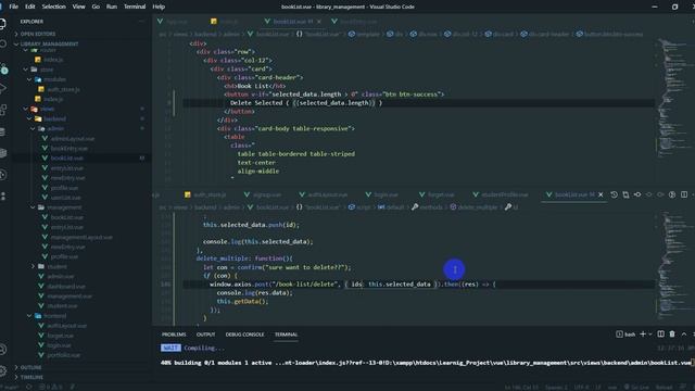 Laravel - Vue3 - Multiauth library management 22 ( delete multiple ) смотреть онлайн