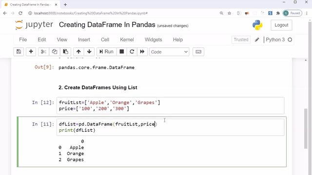 Creating DataFrames in Pandas смотреть онлайн