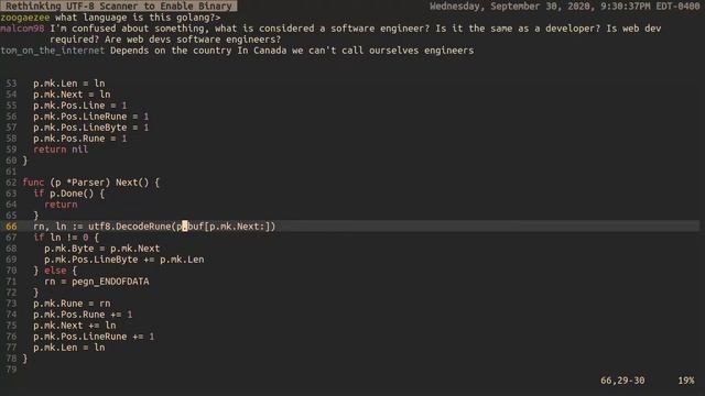 Rethinking UTF-8 Scanner to Enable Binary • Golang, PEGN, Linux, Vim, Tmux, LiveCoding смотреть онлайн