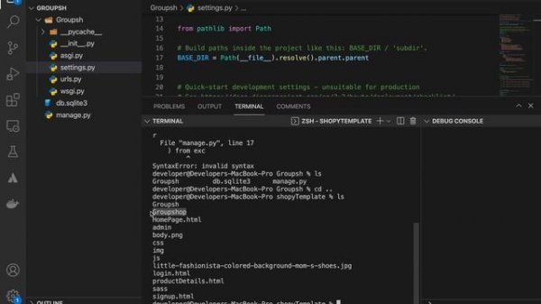 File "manage.py", line 17 ) from exc.SyntaxError: invalid syntax.Python Django Error.