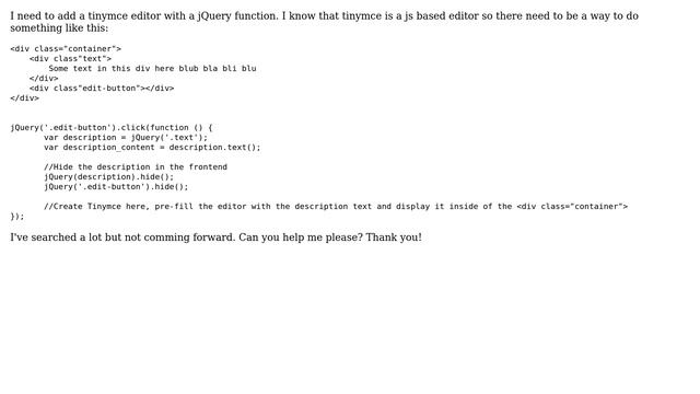 Wordpress: How can I add tinymce editor in Wordpress with jQuery? смотреть онлайн
