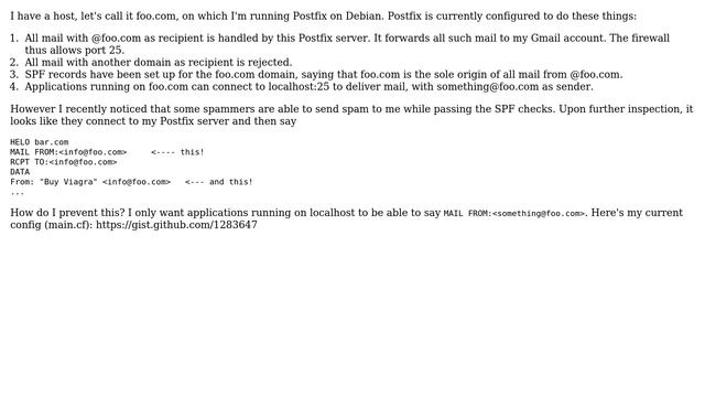 How to prevent remote hosts from delivering mail to Postfix with spoofed From header? смотреть онлайн