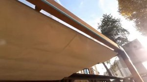 Монтаж сдвижного тента на модульную беседку из бруса - тент на магнитах