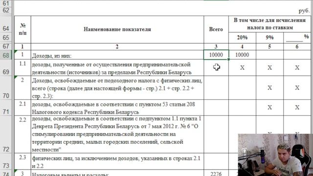 Заполнение декларации ИП в РБ на подоходной системе налогооблажения с учетом расхода и 1 ребенка! смотреть онлайн