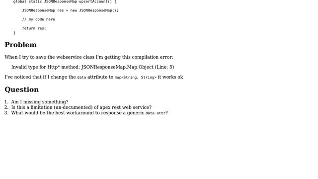Salesforce: Apex Rest JSON serialization Error: Invalid type for Http\* method: ....Map.Object смотреть онлайн