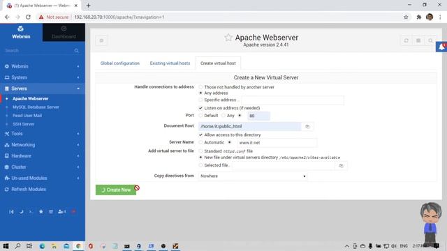 Webmin Setting 4 Virtual Host Apache Web Server смотреть онлайн